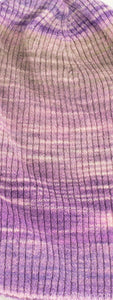 Altalun Hand-Dyed Purple Gradient Ribbed Hat - Unique Elegance in Every Thread