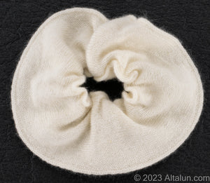 Gentle on Hair, Strong in Hold: Wrap your hair in the softness of cashmere without compromising on strength.  California Craftsmanship: Ethically made in California, our scrunchies feature sustainable cashmere from Mongolian goat herders.  Hand-Dyed Yarn: Choose from a variety of hand-dyed colors, making it a stylish and personalized gift,  this one is natural creamy white color that is has not been dyed. The best cashmere available for humanity. 