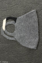 Load image into Gallery viewer, Cashmere face mask, happy little accident color block of grey, black and beige