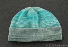 Load image into Gallery viewer, Altalun Hand-Dyed Green Gradient Beanie Hat - Elevated Style in Thick-Knit Comfort