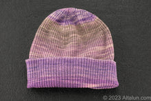 Load image into Gallery viewer, Altalun Hand-Dyed Purple Gradient Ribbed Hat - Unique Elegance in Every Thread